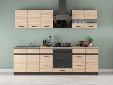 Küche Eckküche Schränke, Küchenzeile erweiterbar Eiche - Wenge Neu&Schnell