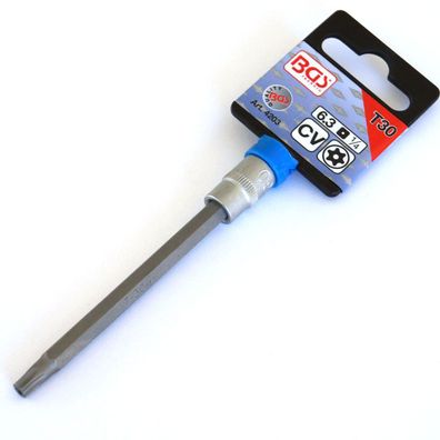 Bit-Einsatz T-Profil Torx T30 mit Bohrung Antrieb 6,3 mm (1/4") 100 mm lang