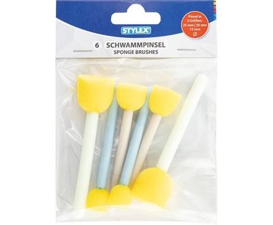 Schwammpinsel gelb 6 Stück 3 Größen 15 mm 20 mm 25 mm