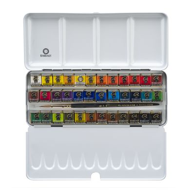 Rembrandt Aquarellfarben-Set im Metalletui | 36 Näpfchen + Pinsel
