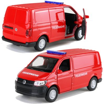 Volkswagen Transporter T6 Van Feuerwehr VW Modellauto Welly 12cm