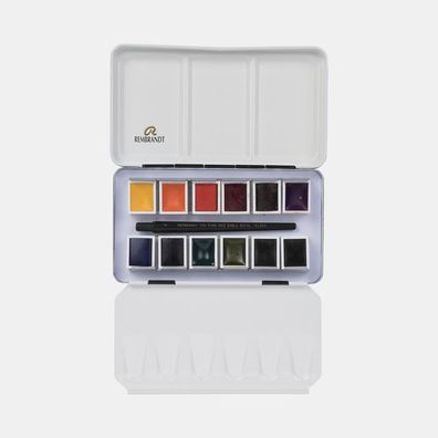 Rembrandt Aquarellfarben-Set mit Oxidschwarz | 12 Näpfchen + Pinsel