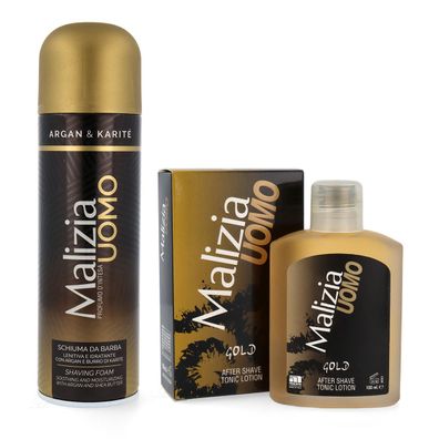 Malizia UOMO GOLD After Shave Tonic Lotion + Argan Rasierschaum