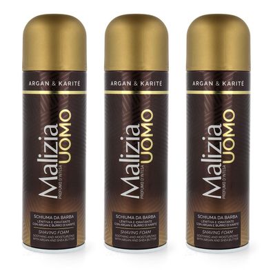 Malizia UOMO Arganöl & Sheabutter Rasierschaum 3x 300 ml