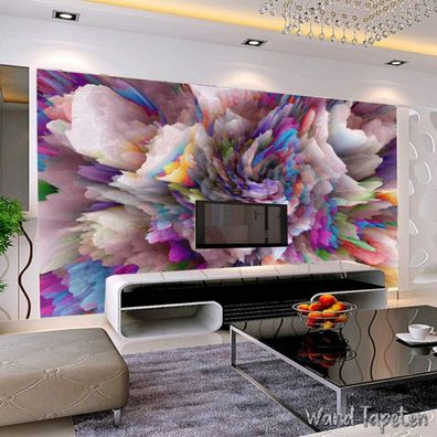 Vlies Fototapete Wandtapete Wandbilder 3D-Effekt Abstrakte Farbe Blumen 7002