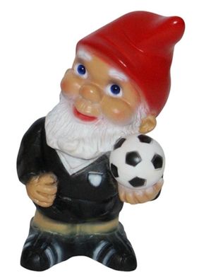 Gartenzwerg Schiedsrichter Fußball klein Höhe 17 cm Dekofigur Zwerg aus Kunststoff