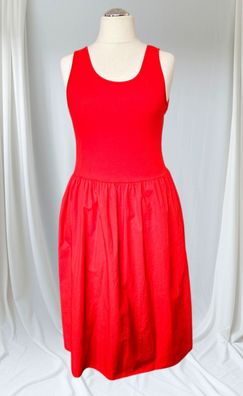 Italy 38 40 42 Sommerkleid Maxikleid ohne Arm Baumwolle Taschen in Rot