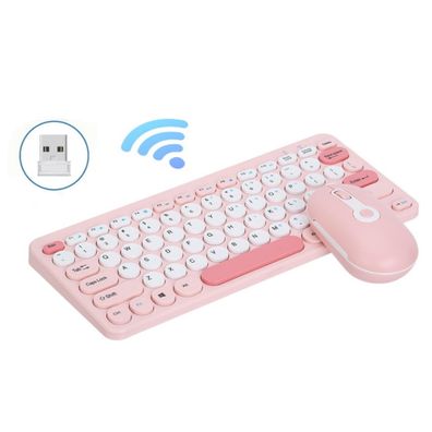 VCCstore-Kabelloses Tastatur-Maus-Set mit runden Tasten - leise & kompatibel