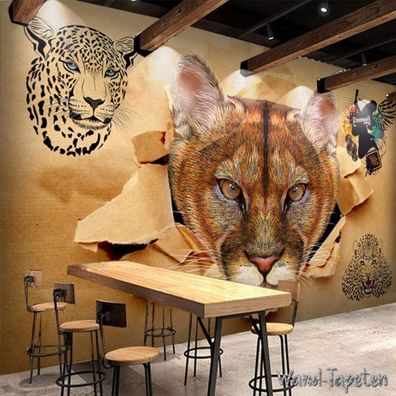 Vlies Fototapete Wandtapete Wandbilder 3D-Effekt Leoparden Bar 7009
