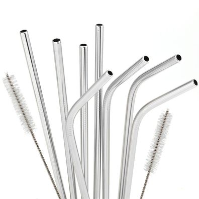 bremermann 8er Edelstahl-Trinkhalme, 21,5 cm Länge, wiederverwendbar, gerade und
