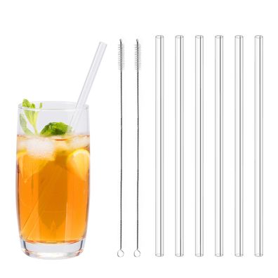 bremermann 6er Glas-Trinkhalme, 20 cm Länge, wiederverwendbar, transparent inkl