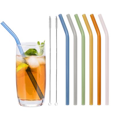 bremermann 6er Glas-Trinkhalme, 20 cm Länge, wiederverwendbar, bunt inklusive 2