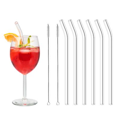 bremermann 6er Glas-Trinkhalme, 15 cm Länge, wiederverwendbar, transparent inklu
