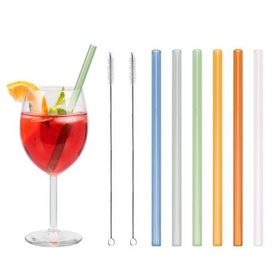 bremermann 6er Glas-Trinkhalme, 15 cm Länge, wiederverwendbar, bunt inklusive 2