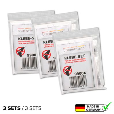 bremermann 3er Klebe-Set für Klebe-Montage von Bad-Accessoires PIAZZA & Lucente