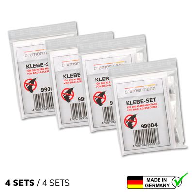 bremermann 4er Klebe-Set für Klebe-Montage von Bad-Accessoires PIAZZA & Lucente