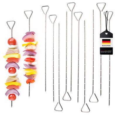 bremermann Grillspieße 12er Set aus Edelstahl ca. 29,5 cm - Schaschlik-Spieße