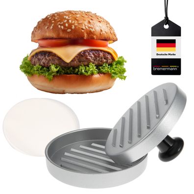 bremermann Burgerpresse / inkl. 50x Antihaft-Trennblätter - Hamburgerpresse