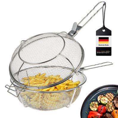 bremermann Grillkorb klappbar / Edelstahl Ø ca. 30 cm, Griffe abnehmbar