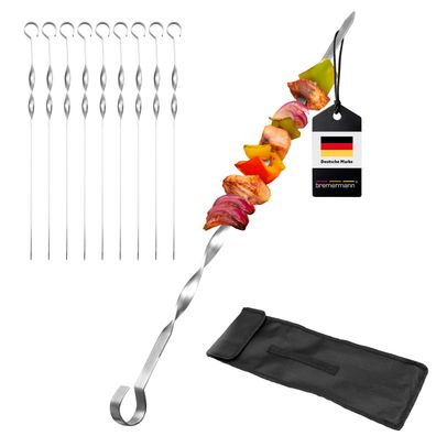 bremermann Grillspieße 10er Set, inkl. Aufbewahrungstasche / Edelstahl, 39 cm