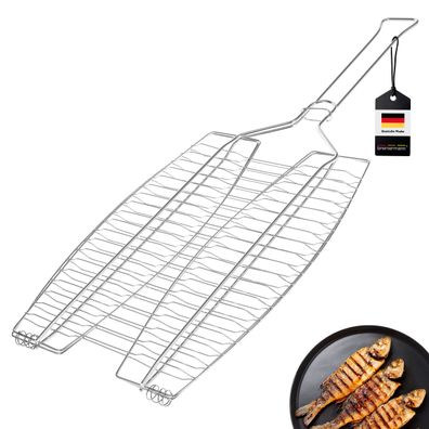 bremermann Fischgriller 2fach / Edelstahl / ca. 65 x 26,5 cm / Fischbräter