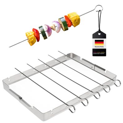 bremermann 6 Grillspieße mit Halterung / Edelstahl BBQ Grillspießhalter-Set
