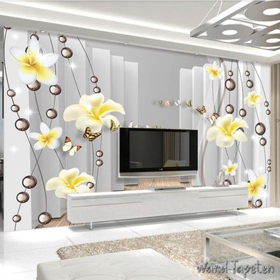 Vlies Fototapete Wandtapete Wandbilder Moderne 3D Effekt Frangipani Blume 7012