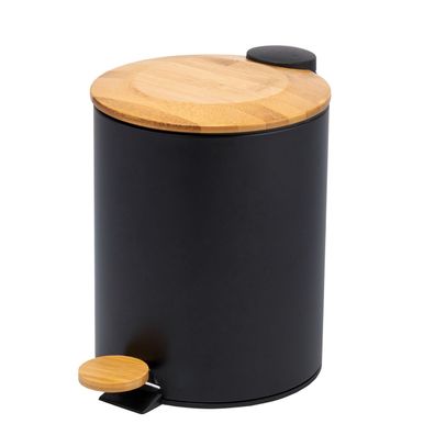 bremermann Mülleimer | Bambus-Deckel | Bad-Abfalleimer | Soft-Close, 5 l schwarz