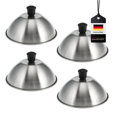 bremermann Burgerhauben-Set 4er, je ca. 16 cm, Schmelzglocke aus Edelstahl