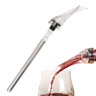 bremermann Dekanter Wein-Ausgießer mit Edelstahl-Kühlstab, Dekantier-Belüfter