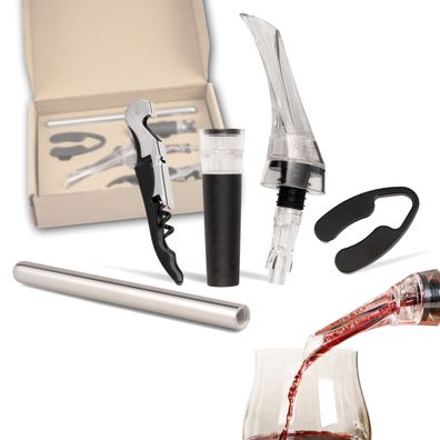 bremermann Wein-Set 5-tlg, inkl. Dekanter-Ausgießer, Sommelier-Set