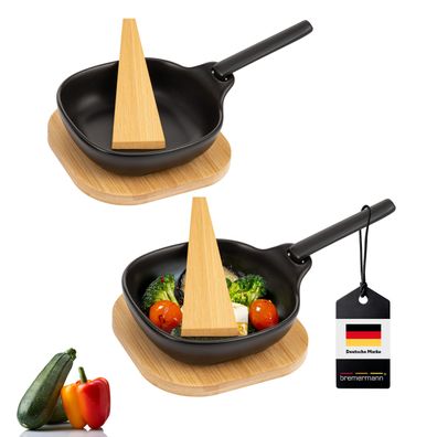 bremermann Grillpfännchen 2er inkl. Bambus-Untersetzern und Bambus-Schabern