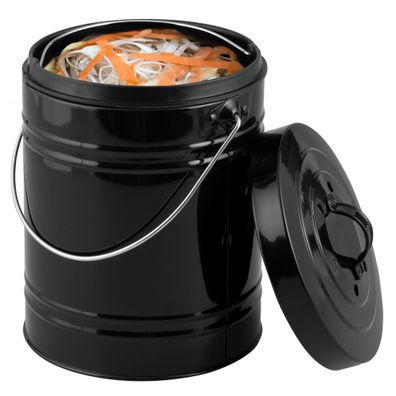 bremermann Komposteimer 5 Liter, Aktivkohlefilter, Bio-Abfalleimer, schwarz