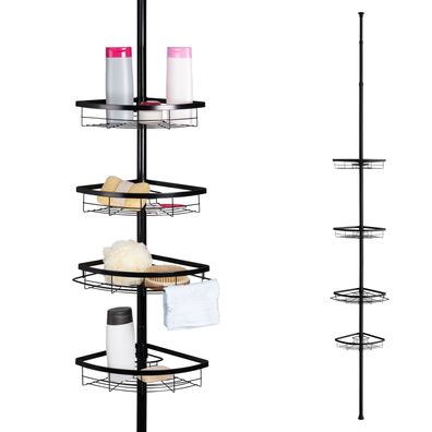 bremermann Teleskop-Eckregal, 4 Körbe, Stange bis max. ca. 290 cm, schwarz