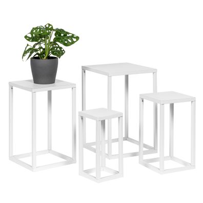bremermann Blumenhocker 4er-Set, Metall-Blumenständer, Blumensäule weiß