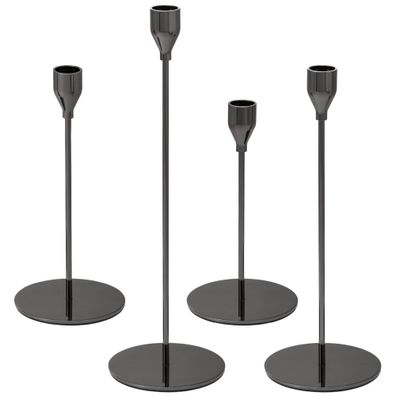 bremermann 4er-Set Kerzenhalter, Kerzenständer für Stabkerzen, Metall, schwarz
