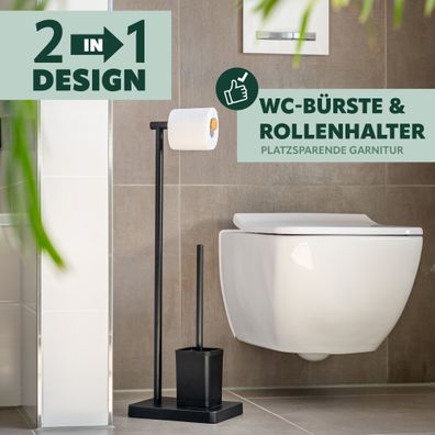 bremermann Stand-WC-Garnitur 2in1, WC-Bürste, WC-Rollenhalter