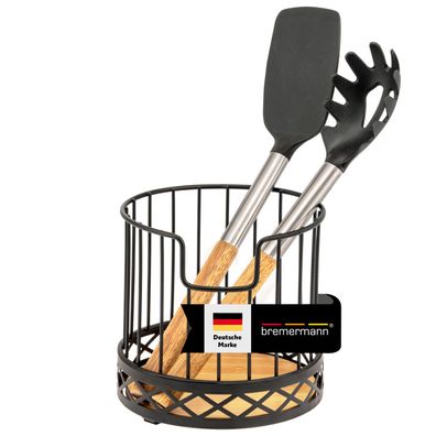 bremermann Küchenutensilienhalter mit Bambus, Besteckhalter, Ø 15,5 x 15 cm