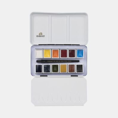 Rembrandt Aquarellfarben-Set im Metalletui für Porträts I 12 Näpfchen + Pinsel