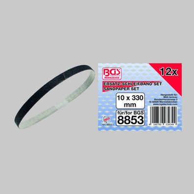 BGS Schleifbänder 10 mm x 330 mm für Druckluft Bandschleifer Körnung 60 80 120