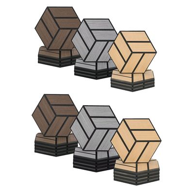 Akustikpaneele Holz 30 x 26 cm Braun Grau Natur Paneele Hexagon Wandpaneele 3D