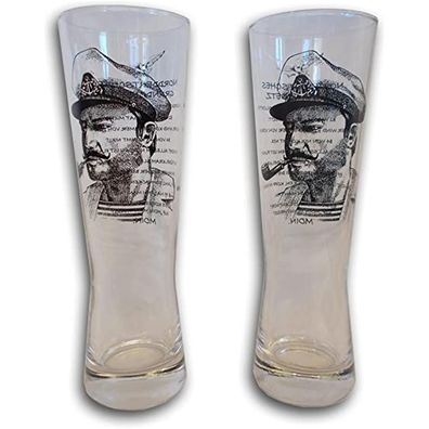 Maritime Biergläser mit Matrose und Norddeutschem Grundgesetz 300 ml