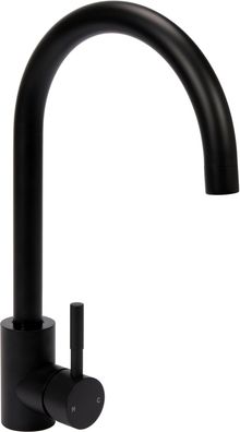 Küchenarmatur Steely, schwarz 26cm, Wasserhahn, Spültischarmatur, Mischbatterie