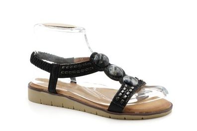 Damensandalen Riemchensandalen mit Steinen BQ207 Black