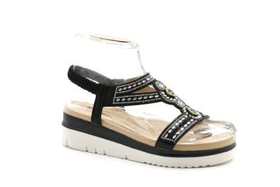 Damen Sandalen Riemchensandaletten Schwarz BQ203