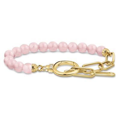 Thomas Sabo Schmuck Damenarmband mit Rosenquarz-Beads vergoldet A2134-414-9-L19V