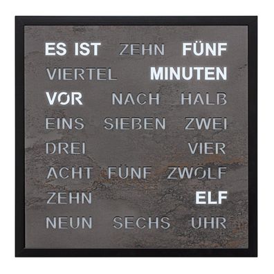 Filius Wort-Wanduhr Quadratische Wortuhr Anthrazit 40 cm 0402-4