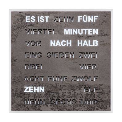 Filius Wort-Tischuhr Quadratische Wortuhr Anthrazit 20 cm 0400-4