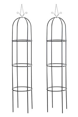 2er Set Rosensäule- Rankhilfe Rankgitter Rosenbogen Spalier Garten-schwarz