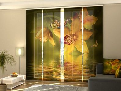 Foto Schiebegardine "Jade-Orchideen" 4 Paneele 245x70 cm Gabardine Gardine